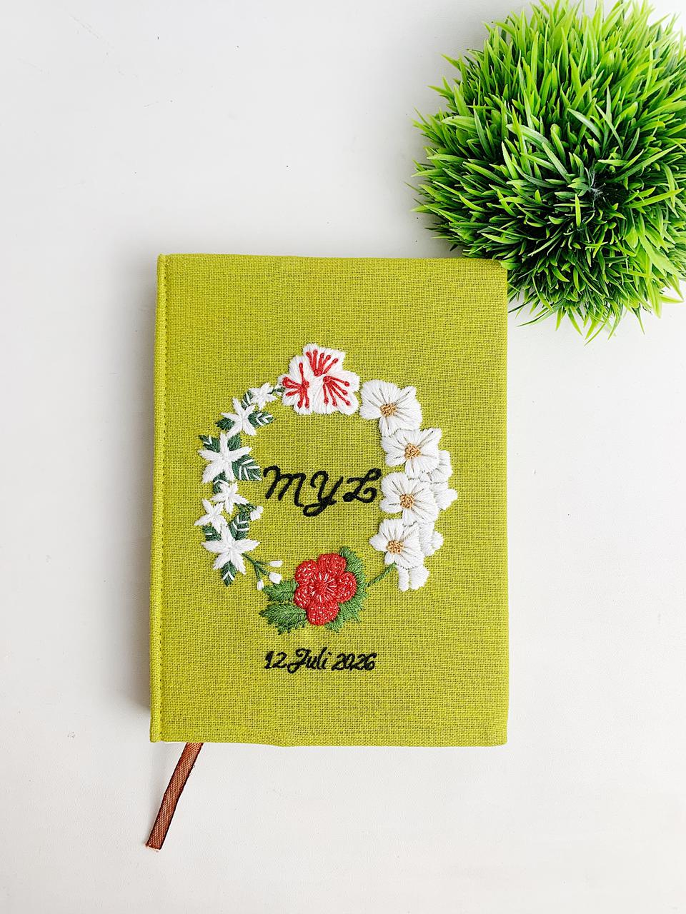 Name and Flowers Book Embroidery